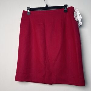 Vintage Rena Rowan Saville Skirt Women's 14P Lined Zipper 100% Pure Wool Red